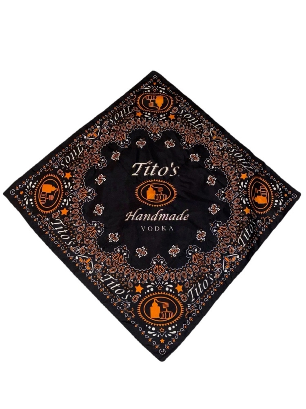 Tito's Handmade Vodka Promo Bandana Black & Orange Limited Edition 22x22”